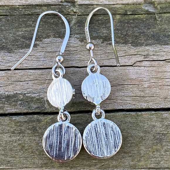 Baby Blue dainty double drop earrings silver tone fashion earrings - Picture 6 of 8